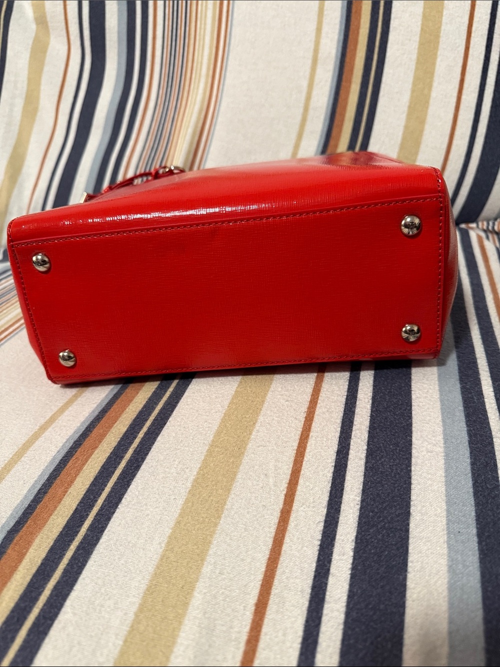 Fendi Red Leather Mini Satchel with Silver Accents - Picture 5 of 9
